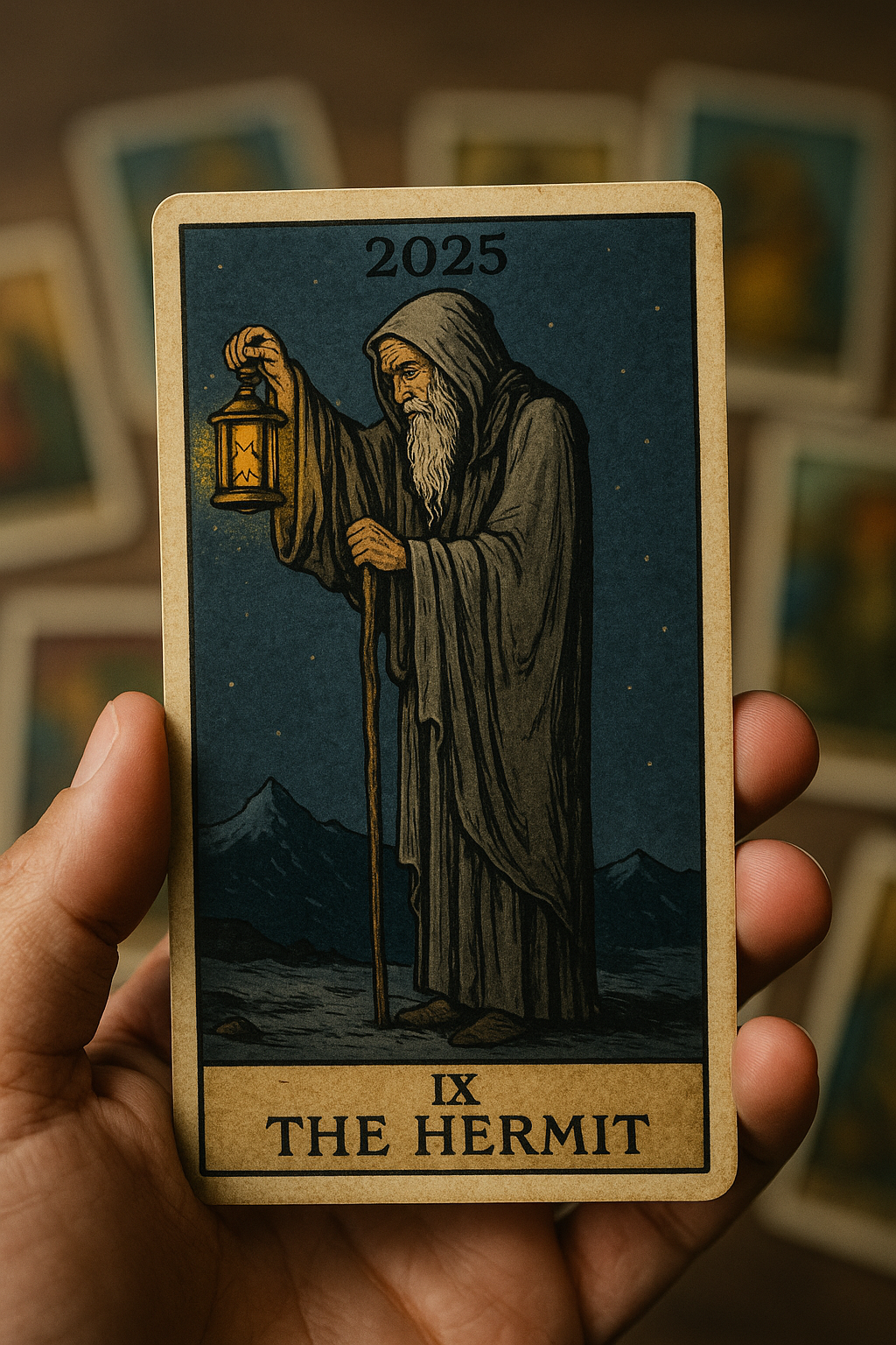 Illustration of the Hermit tarot card symbolising introspection in 2025