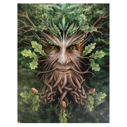 19x25cm fantasy wall art featuring an oak tree face with intricate leaves and branches