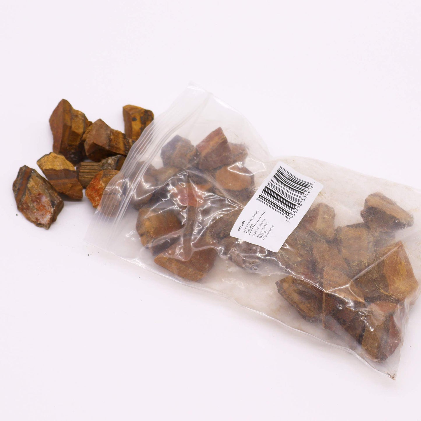 500g Tiger Eye crystals in a clear bag for energy healing and decoration, from Kimchi Toki