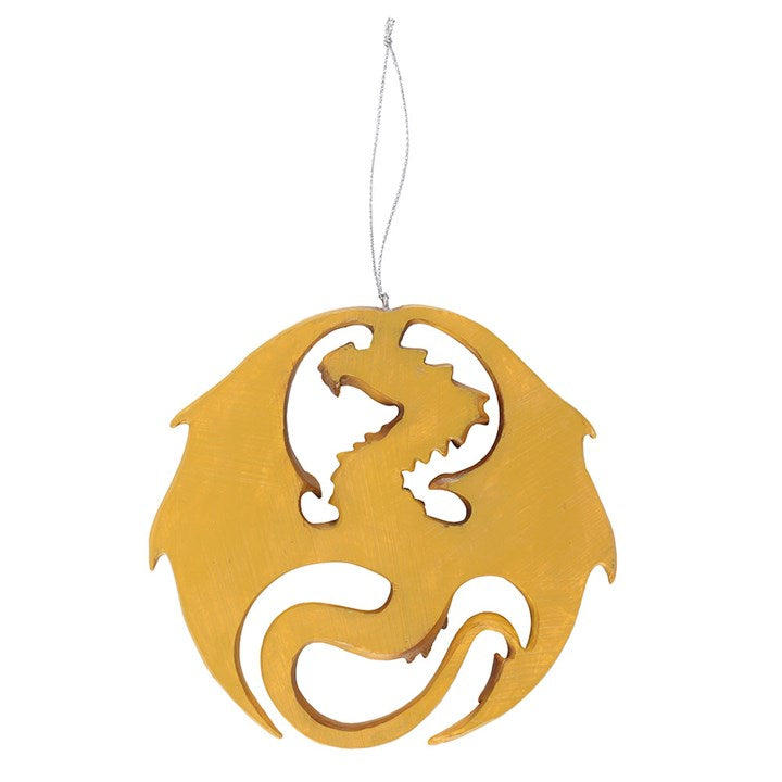 Dragon medal ornament decoration featuring intricate design with a golden finish, perfect for festive décor