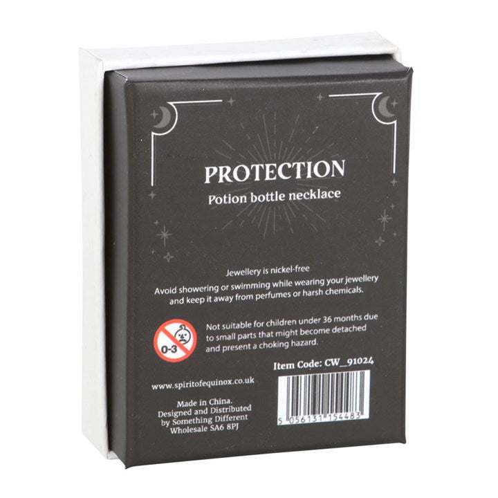 Elegant protection potion bottle crystal jewellery necklace with black obsidian chips for spiritual wellness and style.