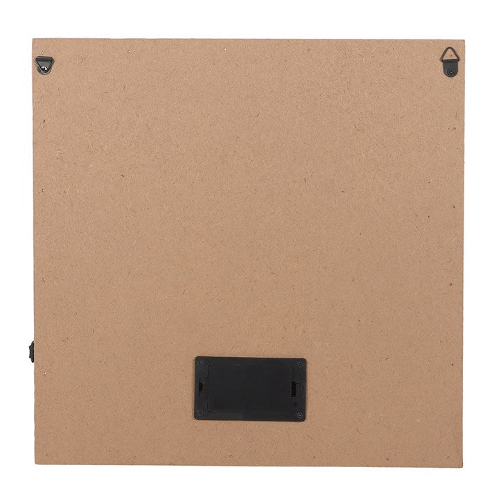 Back of a light up fawn canvas plaque from Kimchi Toki, featuring mounting hardware and a sturdy design