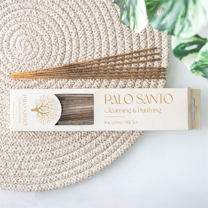 Pack of 30 Palo Santo incense sticks in a stylish box, perfect for cleansing and purifying your space.