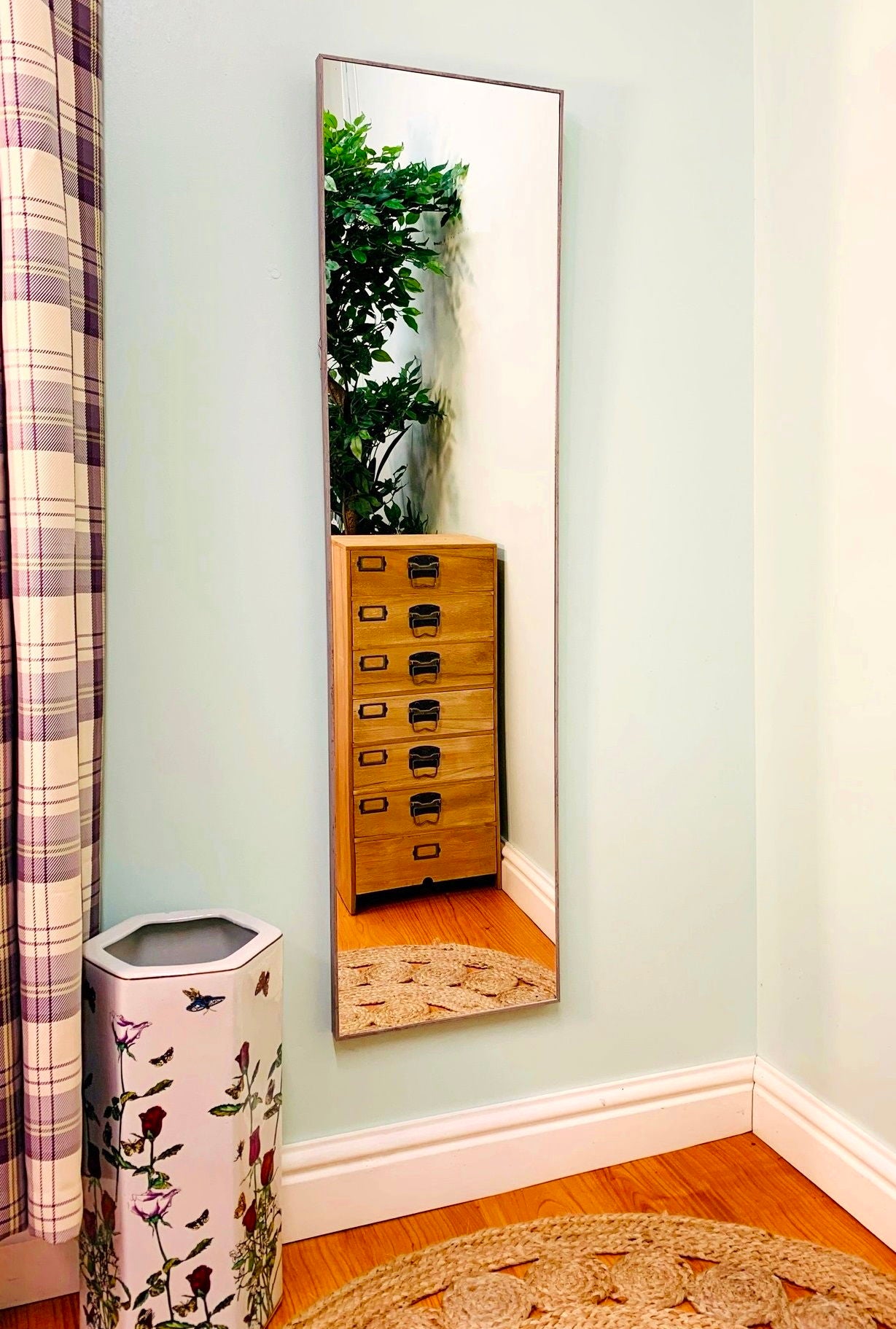 Grey Wood Wall Mirror 121cm