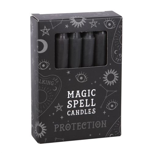 Black protection spell candles in a decorative box, perfect for spiritual practices and rituals from Kimchi Toki.