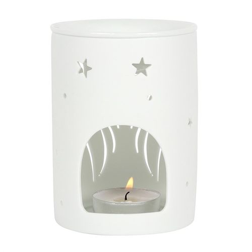 White angel wings aromatherapy burner with cut out designs, perfect for soothing scents and decor