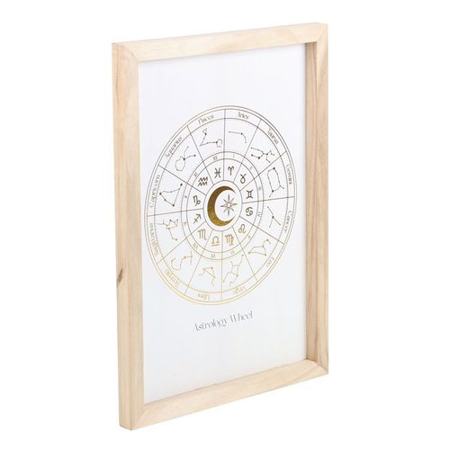 Off White Astrology Wheel Art Print framed wall art showcasing zodiac signs and astrology symbols