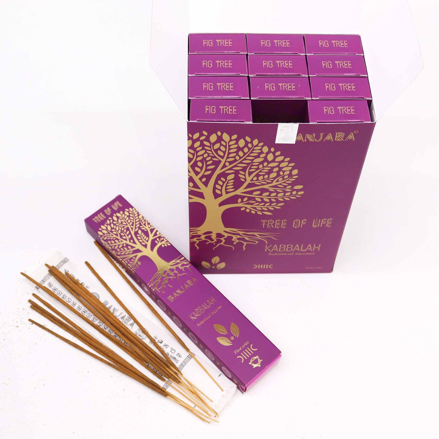 Banjara botanical incense Kabbalah in a purple box with sticks for spiritual cleansing and relaxation