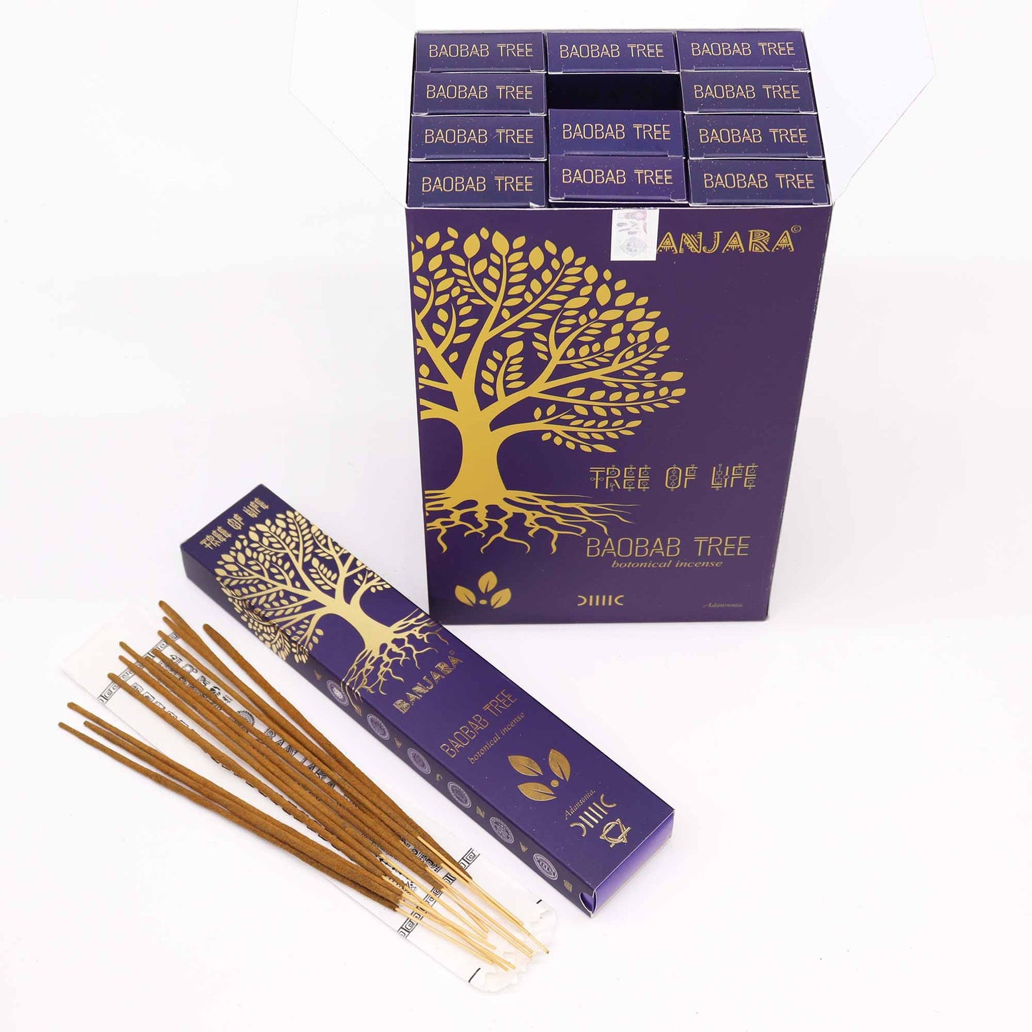 Banjara Botanical Baobab tree incense sticks in elegant packaging for meditation and relaxation