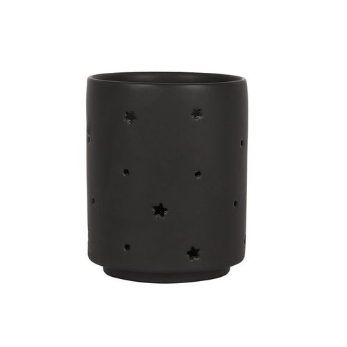 Black moon tealight holder with star cutouts for creating a cosy ambiance in any space