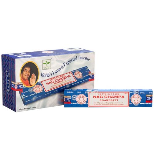 Set of 12 Packets of Nagchampa Incense Sticks by Satya, perfect for relaxation. Buy Satya Nag Champa incense.