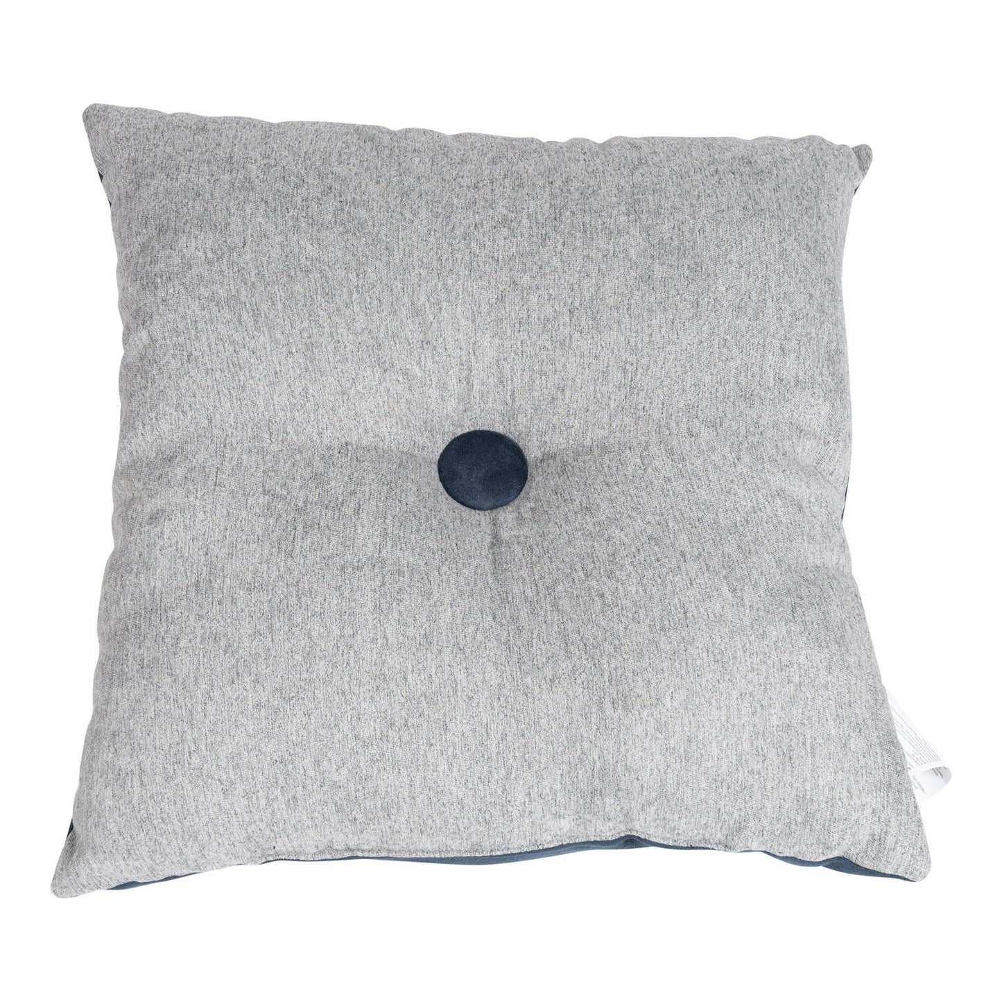 Gray fabric double sided scatter pillow with central button detail by Geko Products