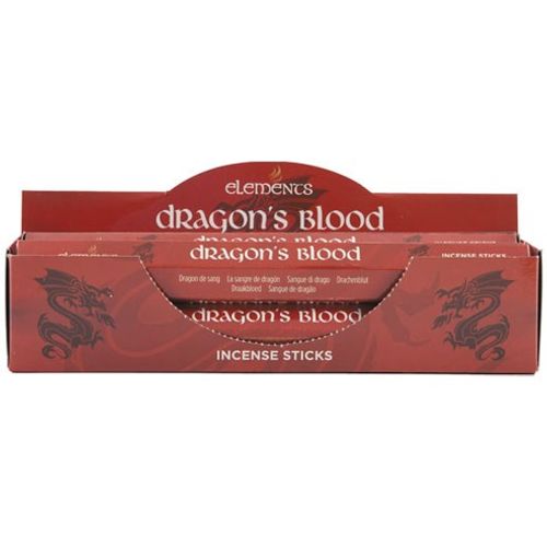 Set of 6 Packets of Dragon's Blood incense sticks by Elements for aromatic and spiritual use.