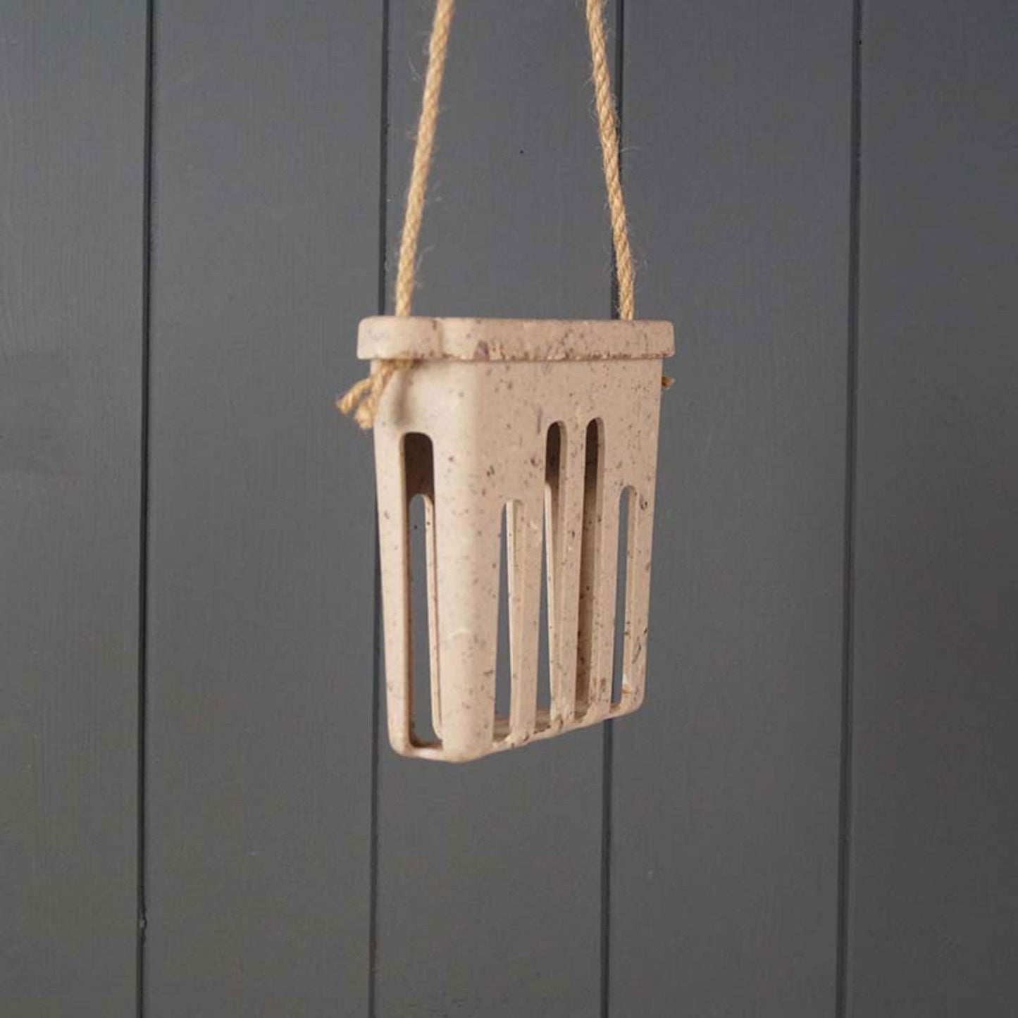 Geko Products Earthy suet cake feeder hanging with rope for outdoor bird feeding