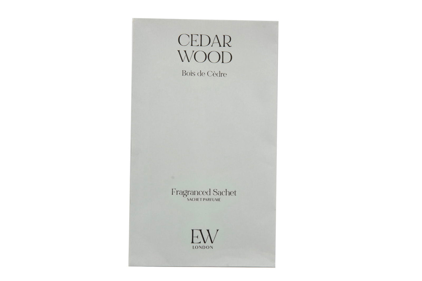 Geko Products cedar wood scented sachet in white packaging with minimalist design