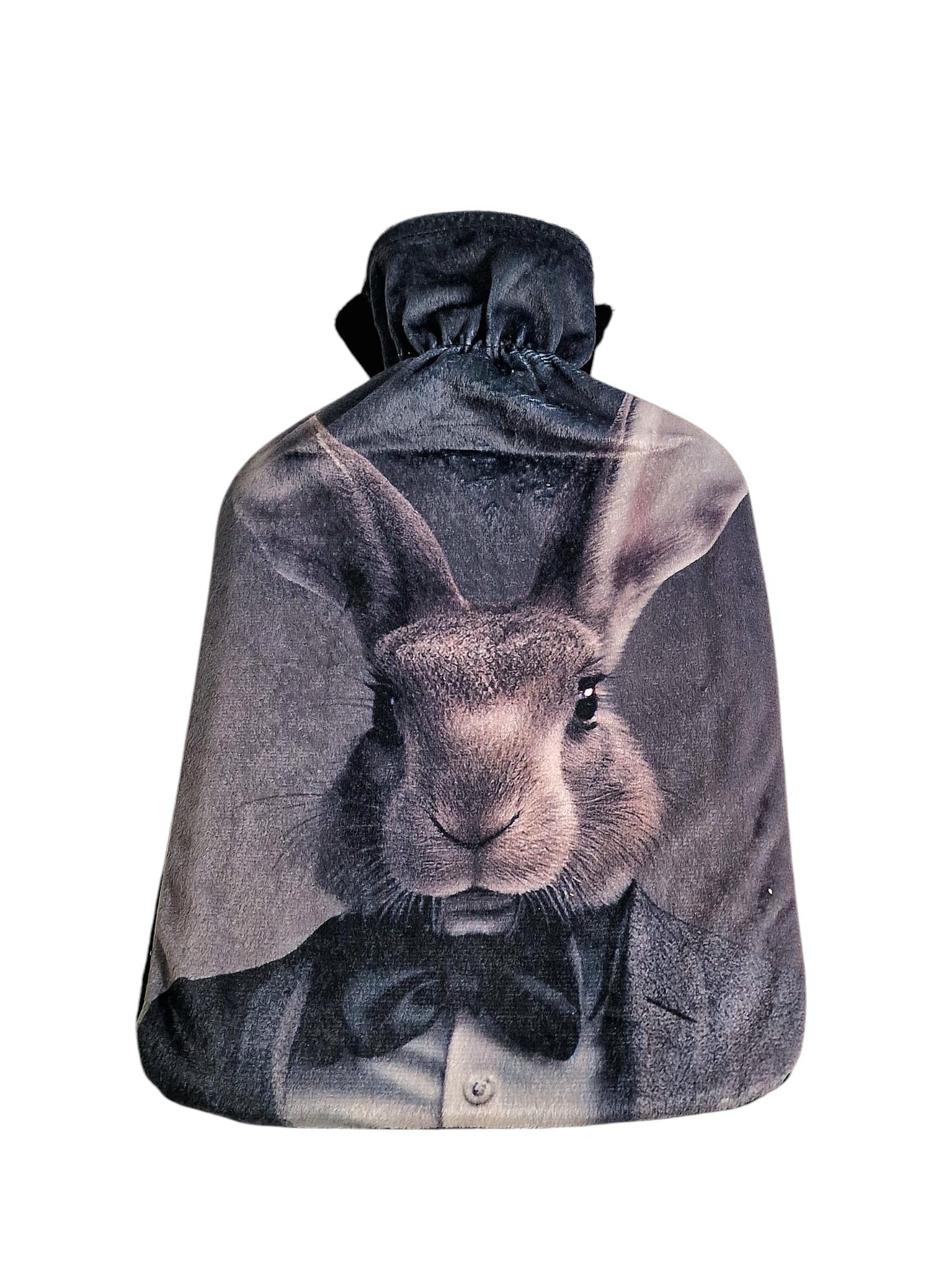 Geko Products forest animal hot water bottle set with a rabbit wearing a tuxedo design