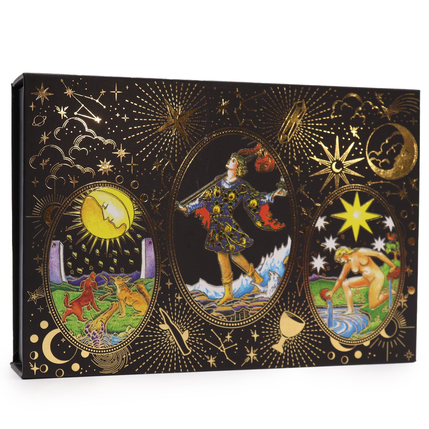 Gold Foil Deluxe Tarot Cards With Guidebook Gift Set featuring vibrant artwork and stunning gold foil design