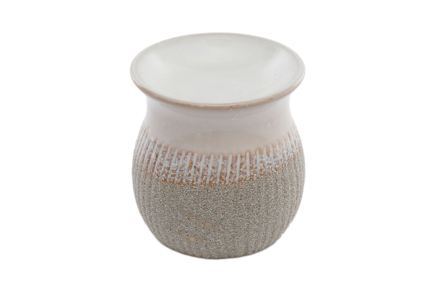 Geko Products grey sandstone oil burner with textured surface and smooth top for essential oils