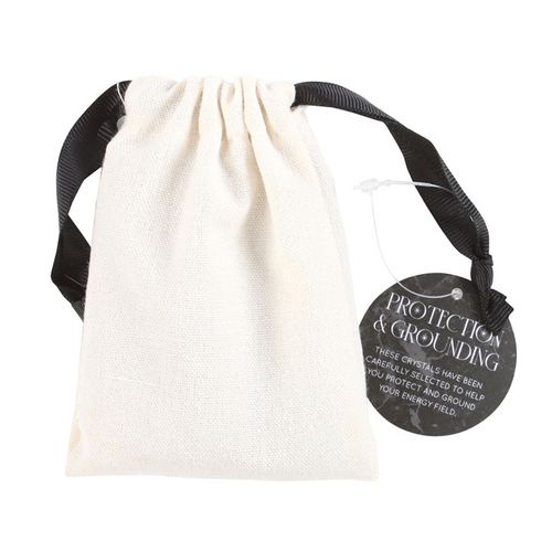 Protection and grounding crystal set in a small pouch designed to enhance energy field protection