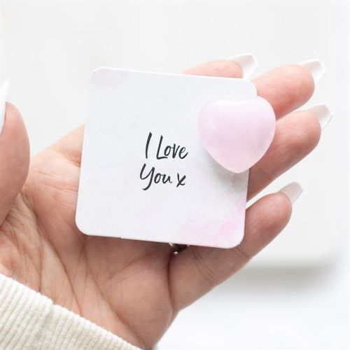 I Love You Rose Quartz Crystal Heart in a Bag for love crystals for healing
