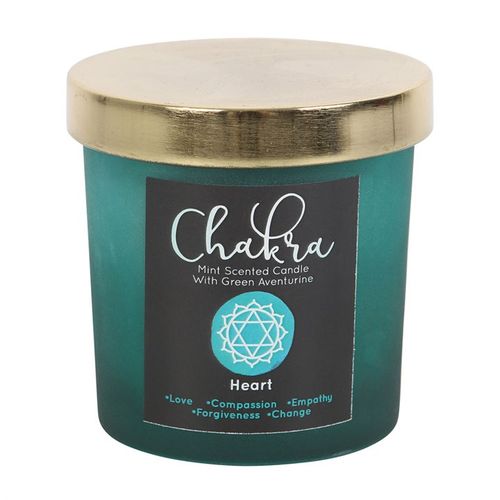 Heart Chakra candle with mint scent and green aventurine, promoting love and empathy