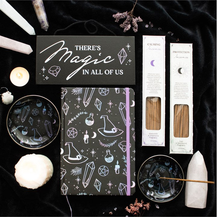 Set of 2 Calming & Protection Incense Stick Sets displayed with crystals and magical decor at Kimchi Toki