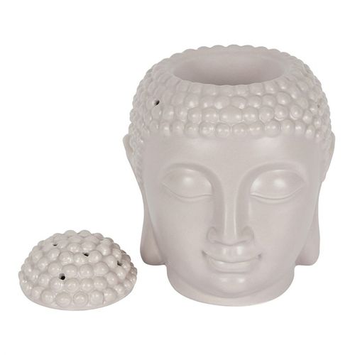 Large Grey Buddha Head Oil Burner for Wax Melts and Aromatherapy