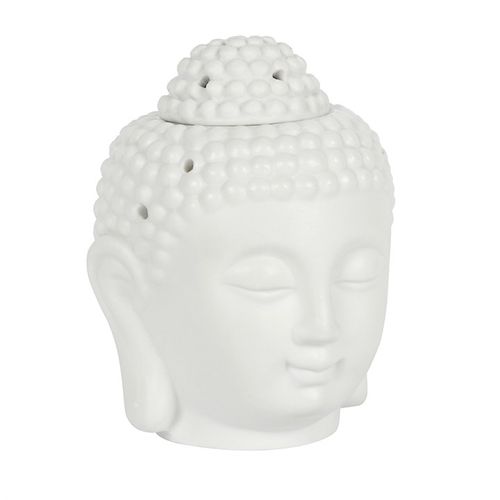 White ceramic Buddha oil diffuser designed for aroma diffusion in home decor