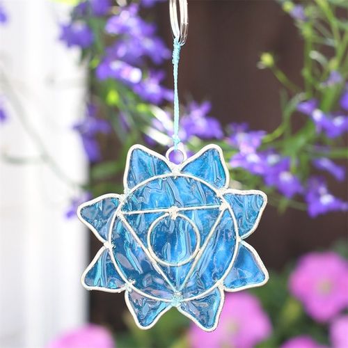 Mini Throat Chakra Suncatcher for Healing and Clear Communication by Kimchi Toki