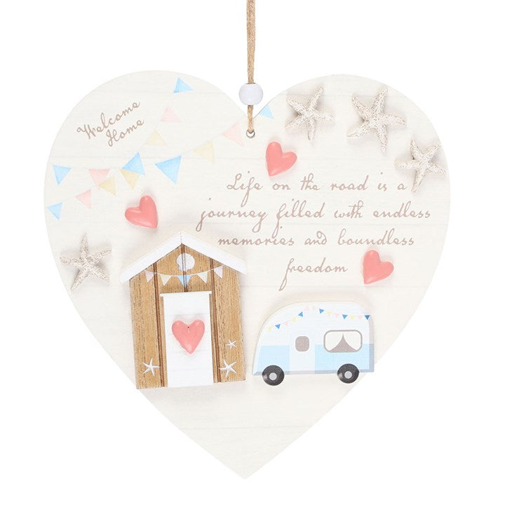 Life on the Road caravan decor heart hanging decoration with starfish and welcoming design