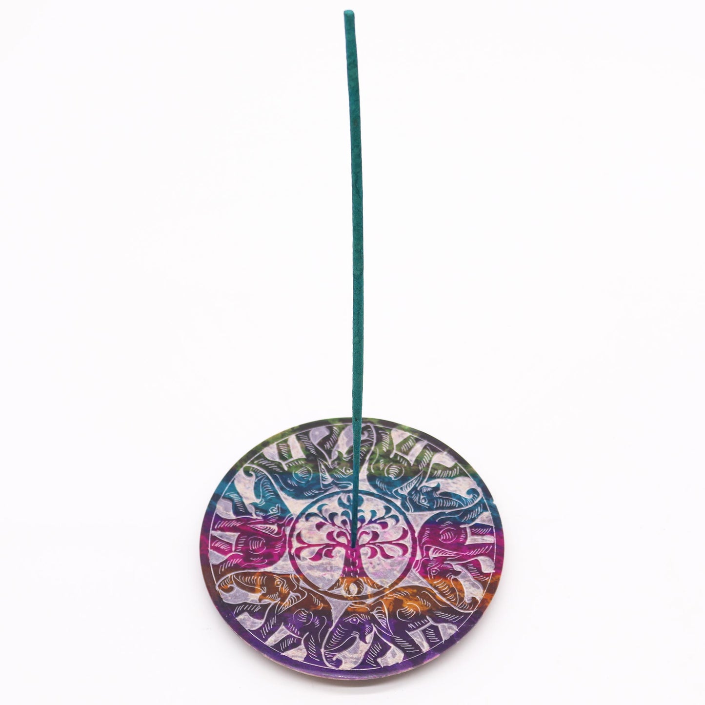 Lucky elephant incense holder featuring a colourful design for relaxation and meditation