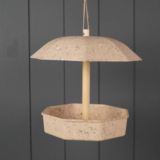 Mealworm feeder coffee color hanging bird feeder with dome-shaped roof by Geko Products