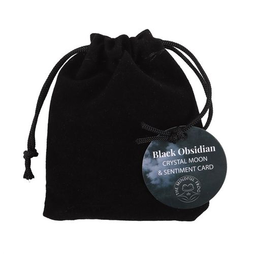The Darkest Nights Black Obsidian Moon in a Bag with sentiment card from Kimchi Toki
