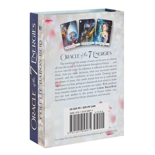Oracle of the 7 Energies cards in a box with images and guidebook for intuitive readings
