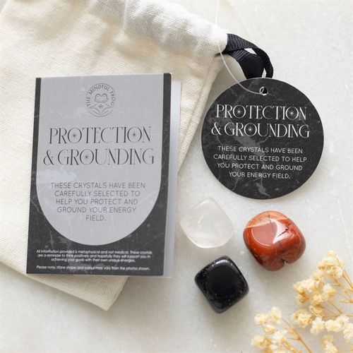 Protection crystal set including various stones designed for energy grounding and protection