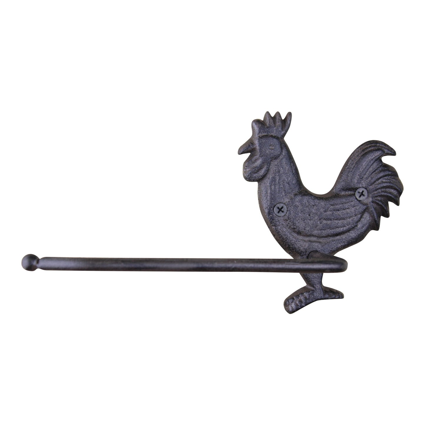 Geko Products rustic chicken toilet paper holder in cast iron with rooster design