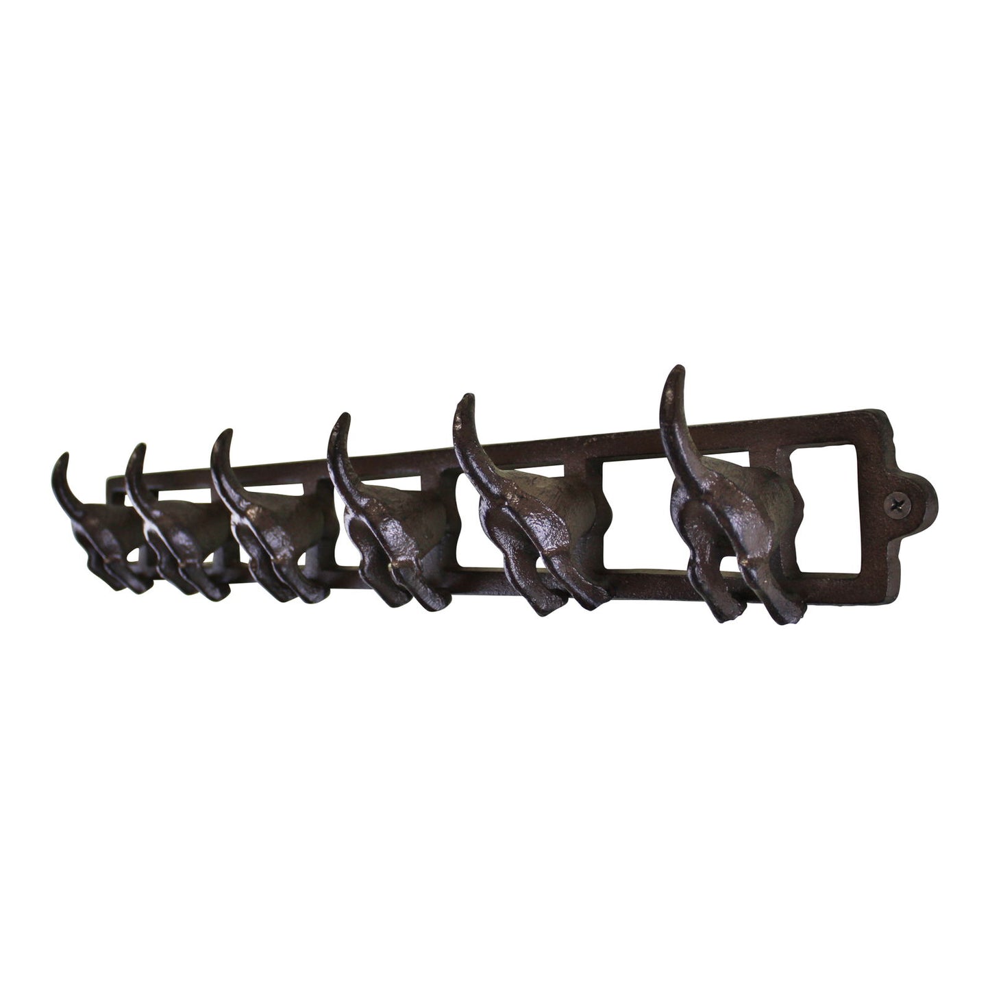 Geko Products rustic dog tail wall hooks made of dark metal with six hooks shaped like dog tails