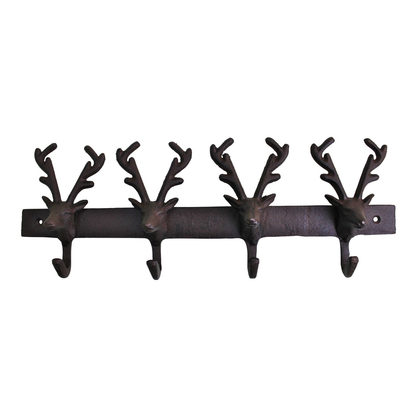 Geko Products rustic reindeer wall hooks with four detailed reindeer heads and mounting holes