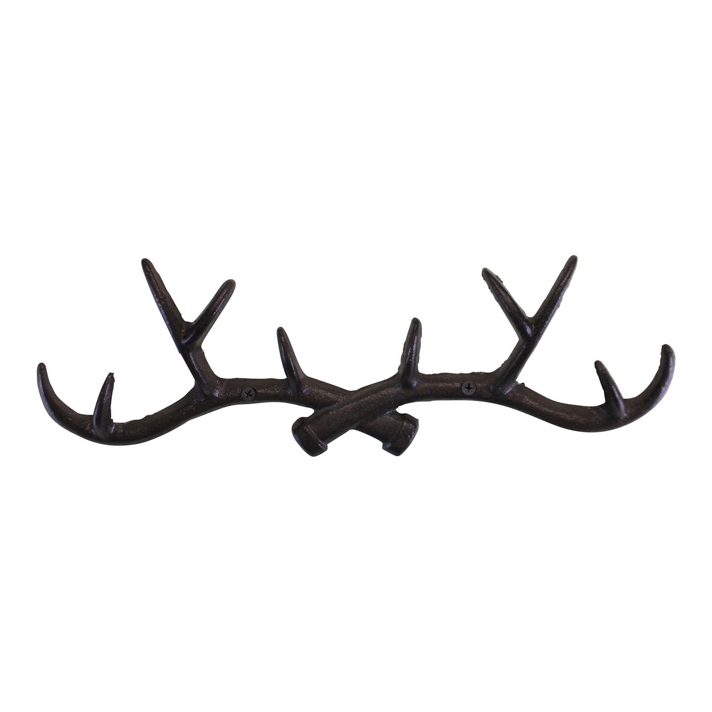 Geko Products rustic wall hooks antler design in dark brown metal for home organization