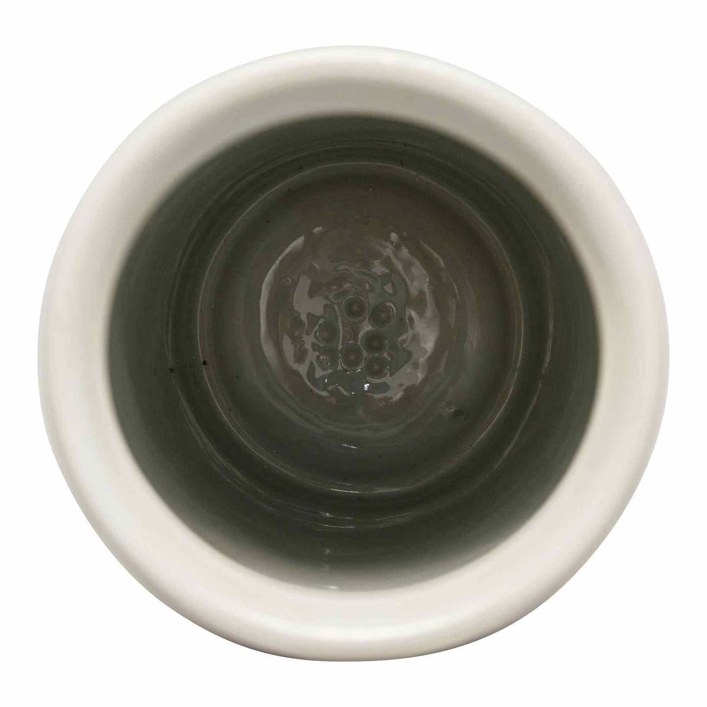 Top view of a ceramic floral umbrella stand with a glazed interior by Geko Products