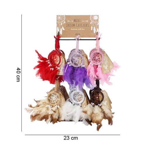 Set of 60x Dreamcatchers on Display Stand showcasing vibrant colors and unique designs