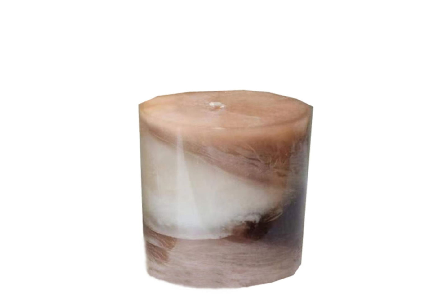 Geko Products Vanilla Swirl Ombre Candle with layered beige and brown tones in a round shape