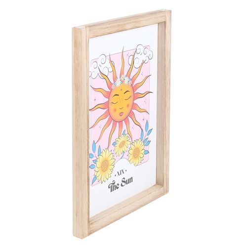 The Sun Celestial Framed Wall Print as vibrant sun themed wall decor with floral details