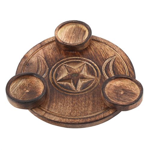 Artisan Spiritual Tealight Candle Holder with Triple Moon Design for adding ambiance to any space