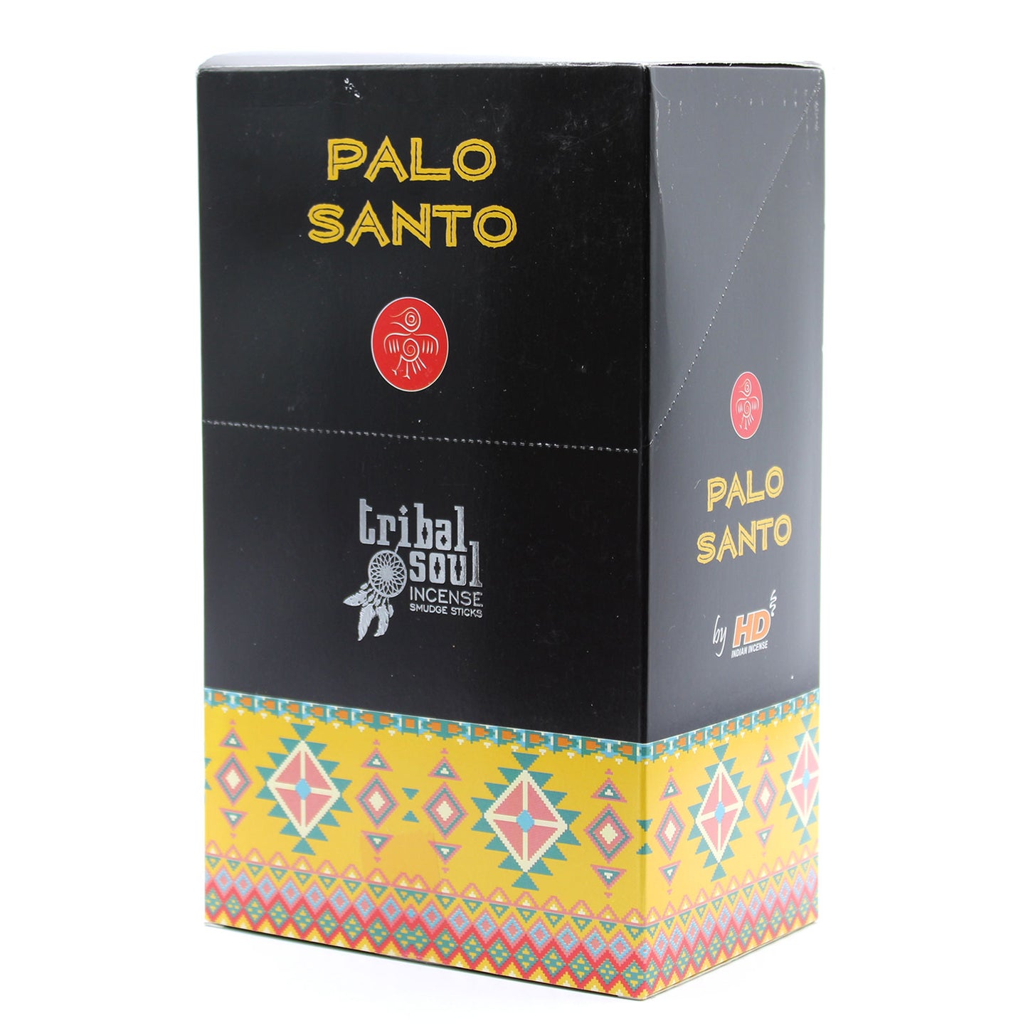 Tribal Soul Palo Santo incense box featuring vibrant design and branding for aromatic experiences