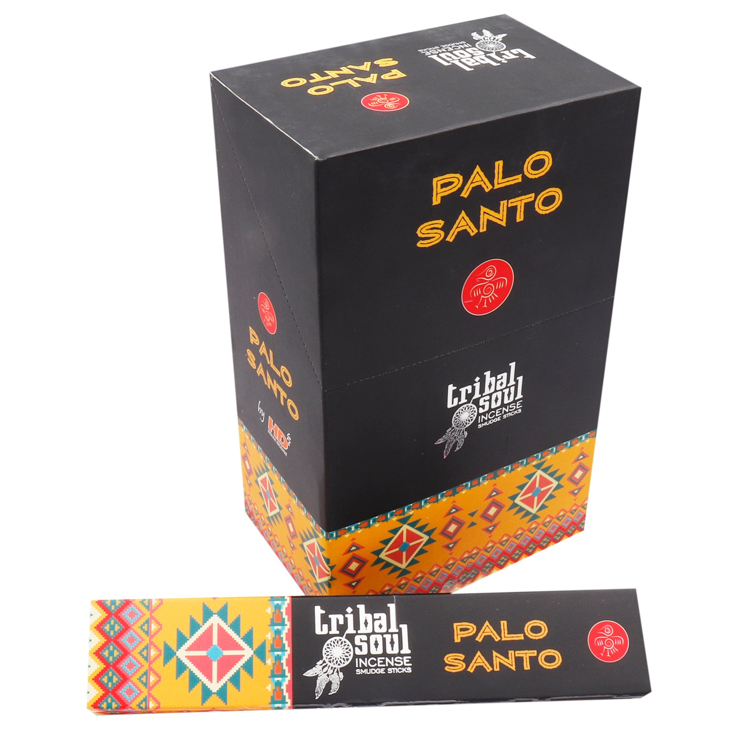 Tribal Soul Palo Santo incense sticks packaging featuring colorful tribal design and brand logo
