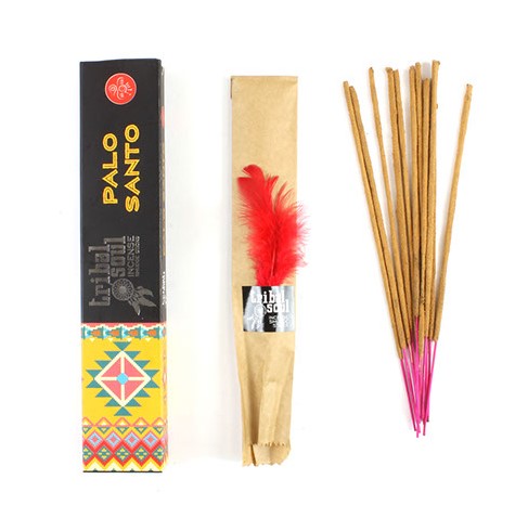Tribal Soul Palo Santo incense sticks in eco-friendly packaging with colorful design and feathers