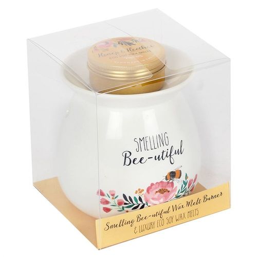 Large Smelling Bee-utiful wax melt warmer in a decorative gift box with floral design and eco-friendly wax melts