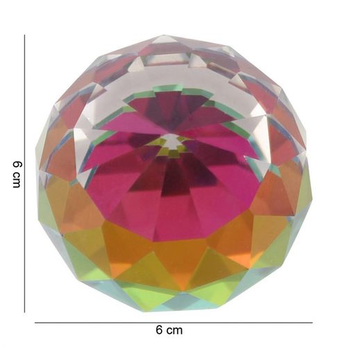 6cm faceted rainbow crystal displaying vibrant colors and reflections, perfect for spiritual healing and decoration