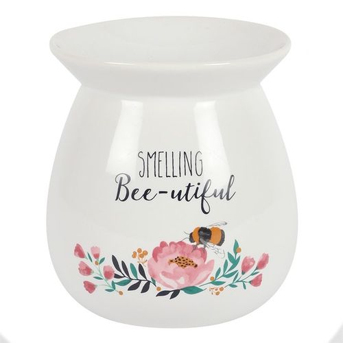 Large Smelling Bee-utiful wax melt warmer featuring floral designs and a bee illustration, ideal for enhancing any space